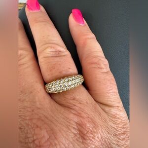 Swarovski Gold & Crystal Cocktail Ring Size 8